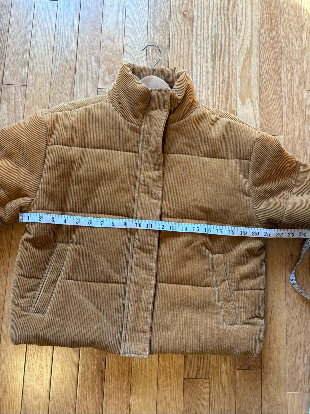 Cotton Corduroy Puffer Jacket in Camel, Cropped Length, size medium - Picture 6 of 11